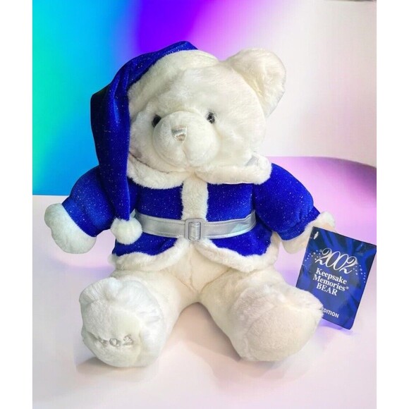 Dan Dee Christmas Bear Plush Keepsake Memories Stuffed Animal Blue Vintage 2002 - Picture 1 of 16
